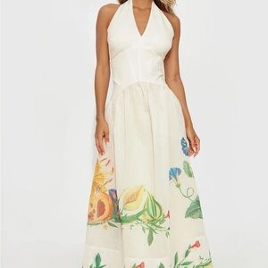 Fashion Nova Cream Floral Maxi Dress